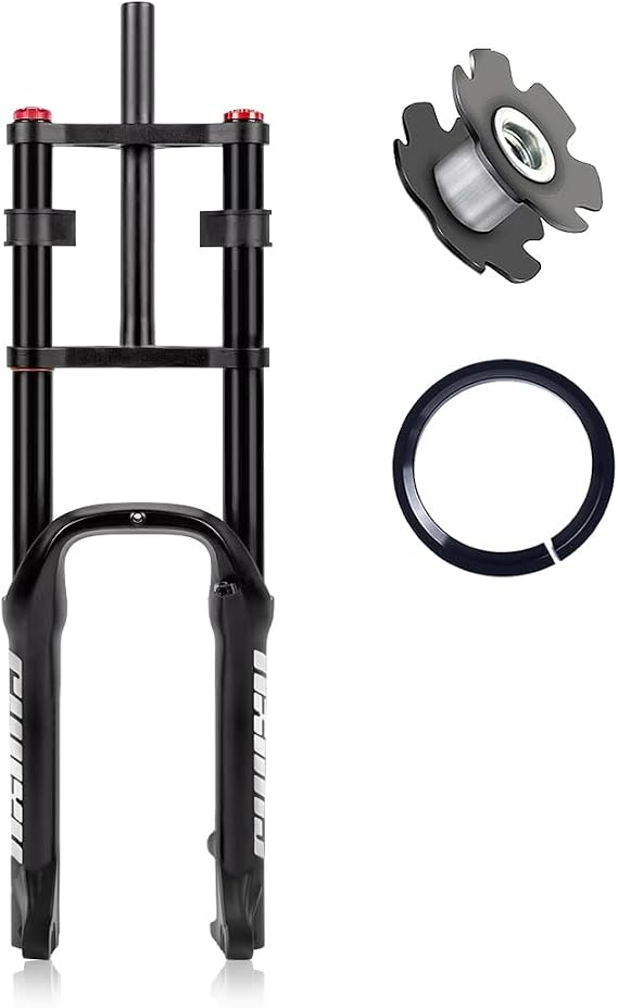 20/26 inch Fat Tire Forks BMX Air Suspension Fork 20/26x4.0 eBike Front Fork Mountain Bike Forks taper1-1/2 Straight 1-1/8" Disc Brake Travel 140mm with Damping Adjustment QR 135 * 9MM 5.8lb