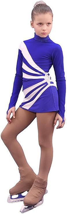 Figure Skating Dress - Oriental 3 (Cornflower and White)