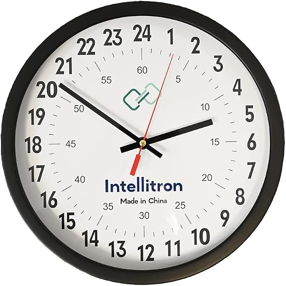 CK-2201 24hr Quartz Wall Clock, Black