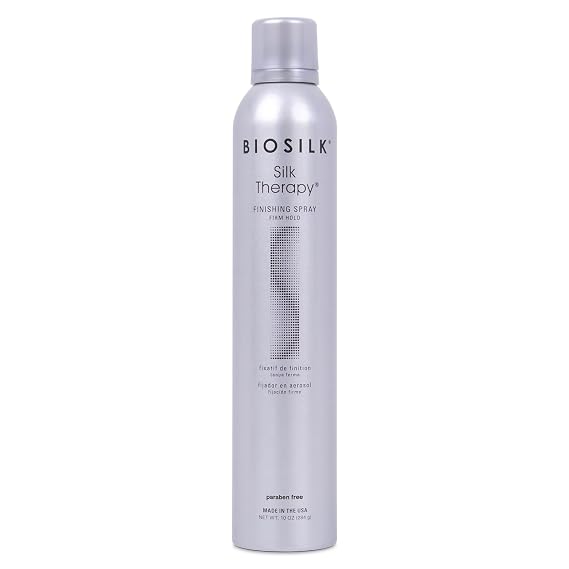 BioSilk Silk Therapy Finishing Spray Firm Hold, Strong-Hold Hairspray for Long-Lasting Styles, Adds Brilliant Shine & Keeps Hair Touchable, Sulfate-Free, Paraben-Free, Cruelty-Free, 10 Oz