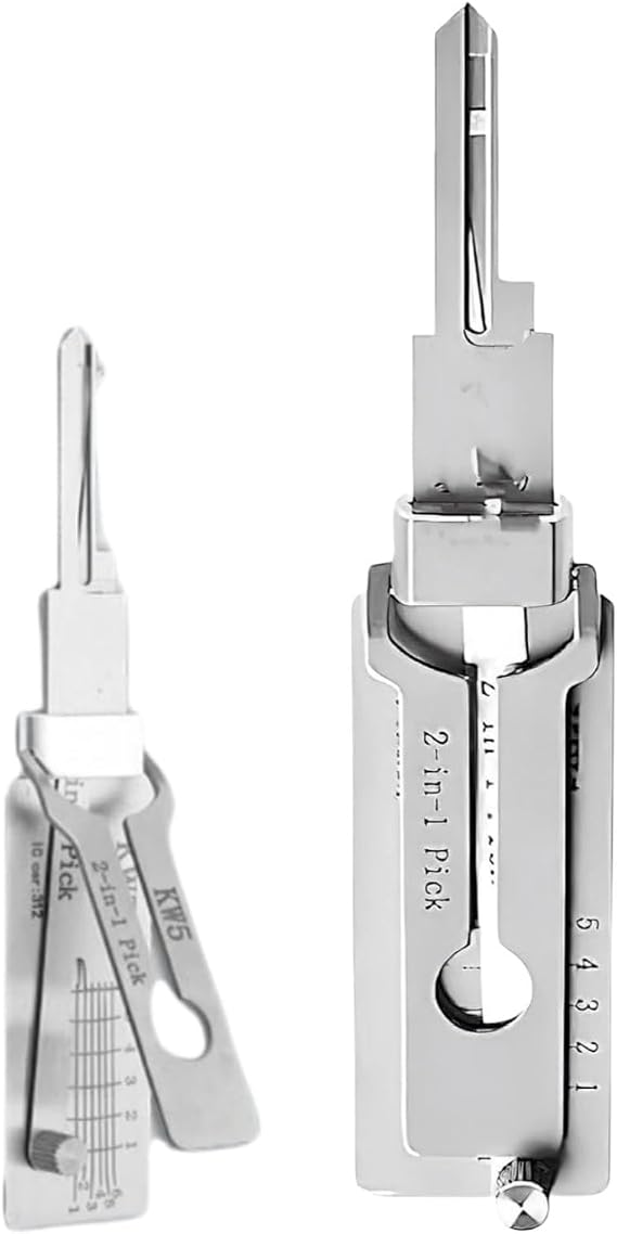 2-in-1 Key Decoder & Lock Pick Tool, Stainless Steel Lock Picking Kit for Auto and Door Emergency Opening, Professional Locksmi/th Tools with Skeleton Keys for Lockpicking Training Set,Easy to Use