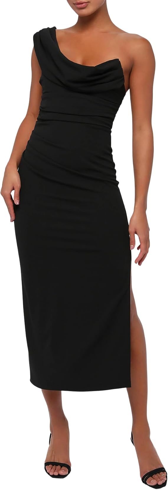 Lulus Scarlett Crepe Women's Cocktail Midi Dress