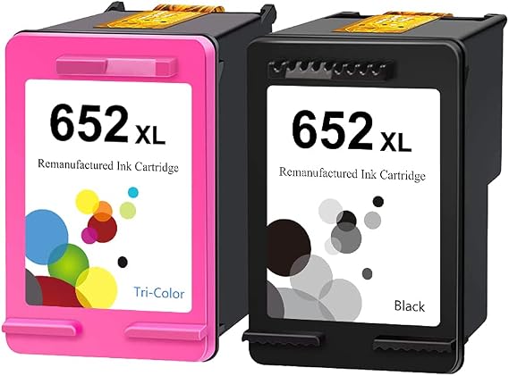 LEBOK Remanufactured for HP 652XL Ink Cartridges Replacement for HP652 652XL Ink Cartridge for HP Deskjet Ink Advantage 1115 2135 3635 3835 4535 4675 Printer 1 Black 1 Tri-Color