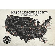 GeoJango Football & Baseball Stadium Map Poster - Vintage Edition (24Wx16H inches)