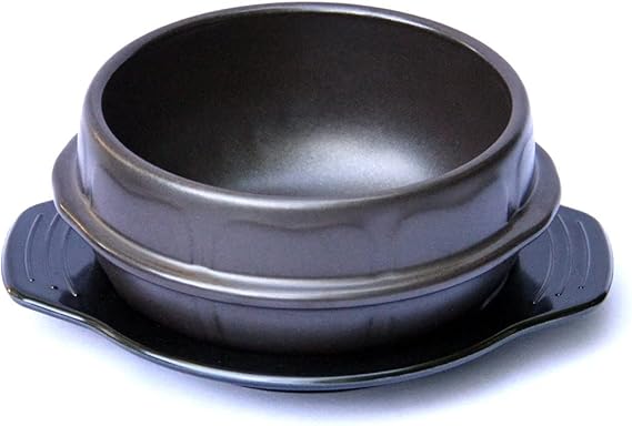 Crazy Korean Cooking Korean Stone Bowl (Dolsot), Sizzling Hot Pot for Bibimbap and Soup - Premium Ceramic (Medium - No Lid)