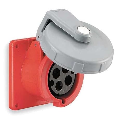 Hubbell HBL430R7W Pin and Sleeve IEC Receptacle, 3 Pole, 4 Wire, 30 amp, 480V, Watertight
