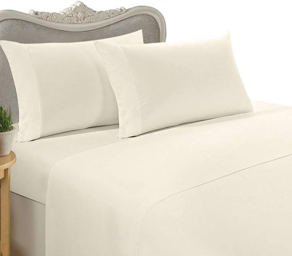 Luxurious 250 TC Full Ivory Solid Egyptian Cotton Sheet Set 250TC