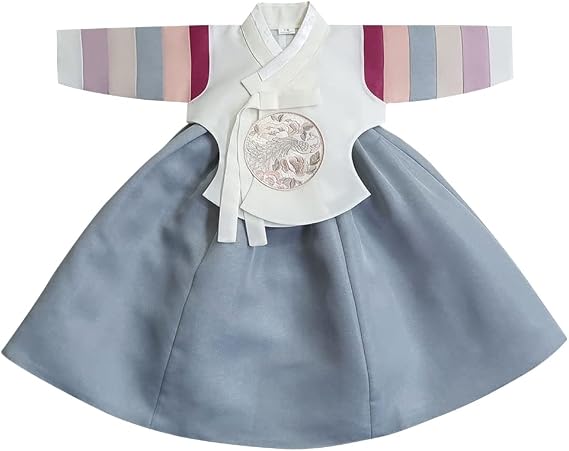 Korean Baby Girl Hanbok for 100~15y/o White Long D.ksy Girl Hanbok Baby Kids Korean Hanbok Traditional Dress