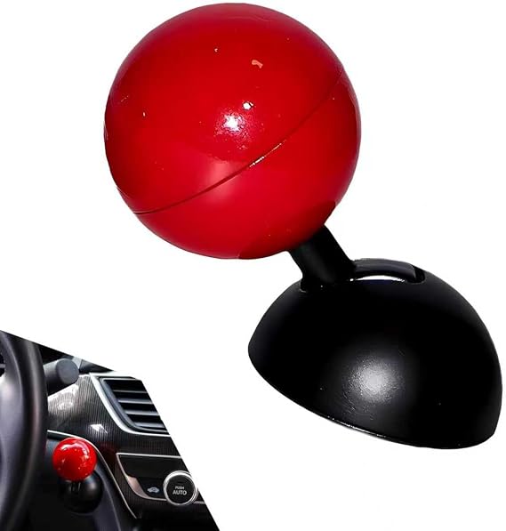Push Start Button Cover, Creative Ignition Start Button Joystick Ball, Game Control Handle Push Start-Stop Switch Cover, Funny Ignition Decorative Accessory for Most Cars (Red)