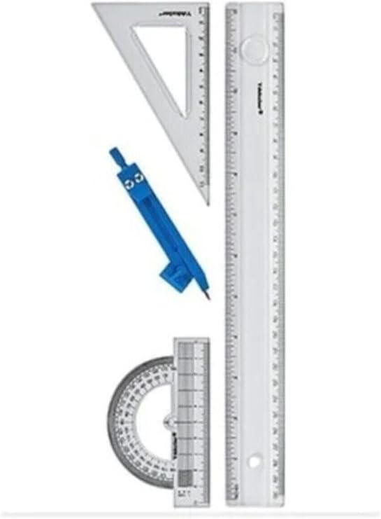 Genel Yıldızlar Çizim Takımı (30Cm Cetvel+Gönye+İletki+Pergel) Tek Ebat Şeffaf