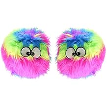 goDog (2 Pack) Furballz Rainbow Plush Dog Toy with Chew Guard Technology, Large, Rainbow