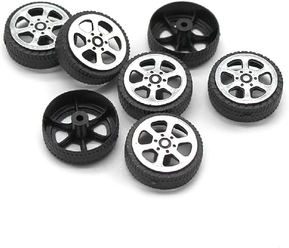 20 Pcs Toys Wheels 1.9x6.7x20mm Plastic Tire for 2mm Shaft DIY Model Toy RC Car