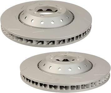 SHW Performance Made in Germany OEM Pair Set of 2 Front Slotted 2 Piece Lightweight Composite High Carbon Alloy Vented 390mm Brake Disc Rotors For Porsche Panamera S 4S Turbo S Executive GTS