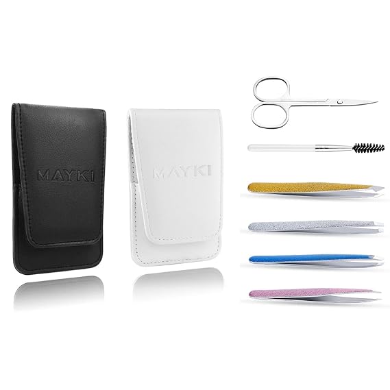 MAYKI Eyebrow Tweezers Set 6 PCS & Tweezers for Women 6 PCS