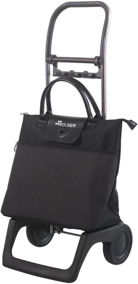 Rolser RS-102BL Shopping Cart, 6.3 gal (21 L) (Maximum 32 L), MF Tweed, Black | Can be Used with Shopping Carts, Tote Bags, Silent, Lightweight, Smooth Steps, Spain Brand