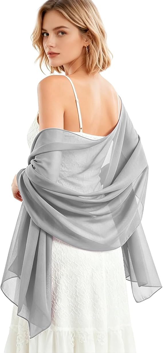 Chiffon Shawls and Wraps,Lightweight Soft Summer Silky Scarf for Wedding Evening Dresses Dating Prom Travel Beach Ball