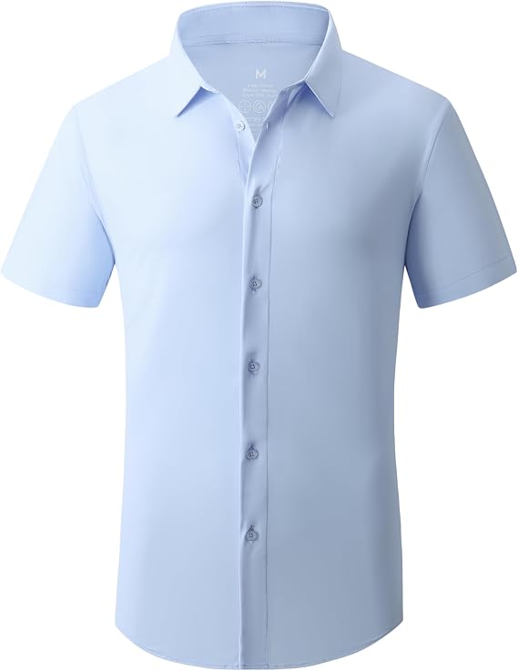 Alex Vando Mens Wrinkle Free 4-Way Stretch Business Casual Dress Shirt | Wrinkle resistant, Machine washable, Classic check Pattern, True-to-size cut, Business & Daily, Easy outfit pairing