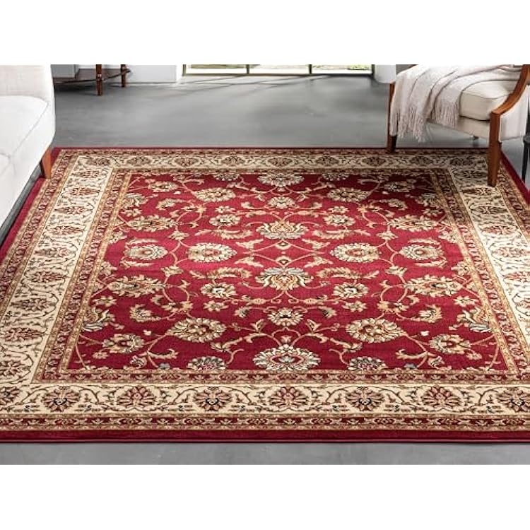 Well Woven Barclay Collection Sarouk Red 6x9 Area Rug - for Living Room, Bedroom, and Dining Room