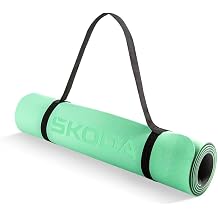 Skoda 6U0050521 Fitness Mat, Yoga Mat, Gymnastics Mat, Training Mat, 180 x 60 cm, Green, with Lettering