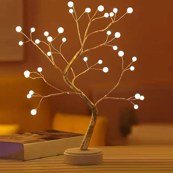 Tabletop Bonsai Tree Light DIY Artificial Tree Lamp Warm White | 36 LED Pearl Tree Lights Battery/USB Operated (Not Included) Lighted Trees for Home Indoor Bedroom Wedding Christmas Decor