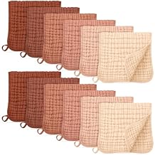 Unnivoll Muslin Burp Cloths for Baby 100% Cotton Burping Cloths for Boys Girls Large 20''X10'' Extra Soft and Absorbent 12 Pack - Gradient Caramel