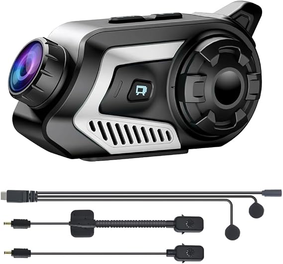 OBEST Motorcycle Helmet Bluetooth Headset with 2K Camera, Motorcycle Communication Systems, Support 6 Riders 800M Wireless Handsfree Intercom, 140Wide Angle/Music Sharing/FM Radio