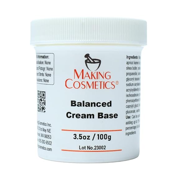MakingCosmetics Balanced Cream Base - 3.5oz / 100g - Skin & Hair Care Ingredients