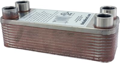 Duda Energy HX1220:F12 B3-12A 20 Plate Stainless Steel Heat Exchanger with 12 Female NPT Ports Copper Brazed, 2 Height, 2.9 Width, 7.5 Length