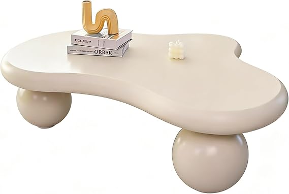 Cloud Coffee Table 40/ 48Irregular Center Table Modern Cream Tea Tables Compact Design for Bedroom Apartment, Living Room, Farmhouse(C,S 100x69(39x27))