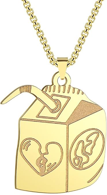Stainless Steel Juice Box Necklace Hip Hop Necklace Streetwear Necklace for Men and Women