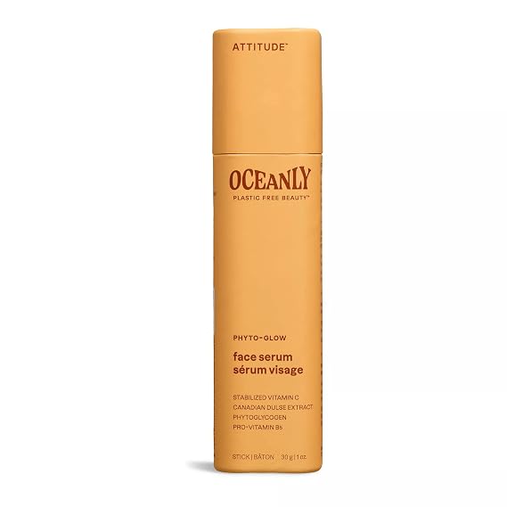 ATTITUDE Oceanly Face Serum Bar, EWG Verified, Plastic-free, Plant and Mineral-Based Ingredients, Vegan and Cruelty-free Beauty Products, PHYTO GLOW, Unscented, 1 Ounce