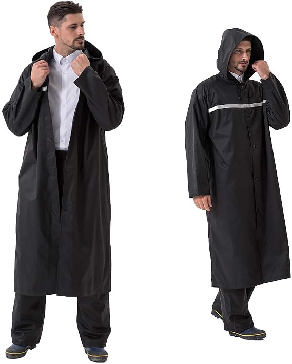 Pahajim Mens Raincoat with Hood Long Waterproof Ponchos Lightweight Rain Jacket for Women Adults