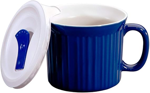 Corningware 1105119 20-Ounce Oven Safe Meal Mug with Vented Lid, Blueberry
