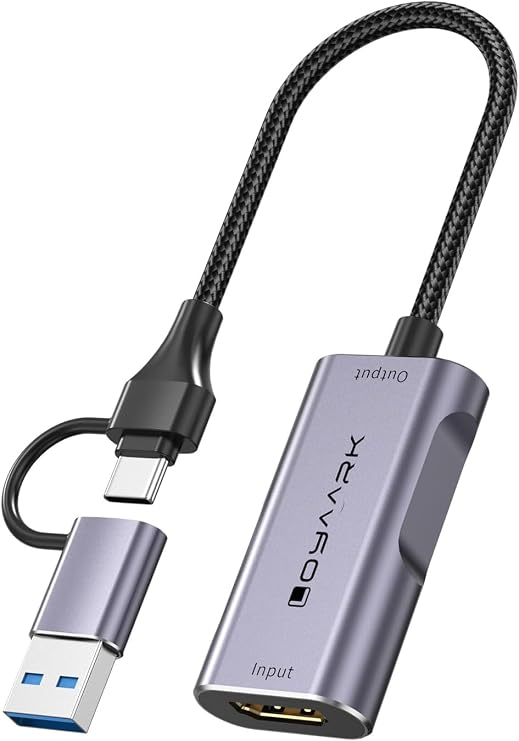 Video Capture Card,USB 3.0 Capture Card 4K HD to USB-A/C,2K30fbs Live Streaming/Gaming/Meeting/Game Video Capture Card,for Windows Mac OS System with USB C Adapter to Adjust PS4, Switch2, Xbox1