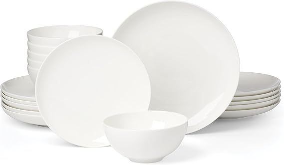 Lenox Dinnerware Sets, Studio 1414 Coupe 18-Piece Dinnerware Set, Service For 6, Bone China Material, Dishwasher Safe, Microwave Safe, Bowls, Plates And Bowls, Dinner Dishes, Plates (White, 18 Piece)