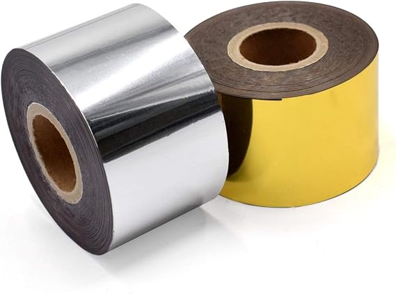 Hot Foil Stamping Paper 1 Roll Gold + 1 Roll Silver 1.5" x 400ft PU Heat Transfer Anodized Gilded Paper for Hot Foil Stamping Machine (1.5 inch, Gold+Silver)