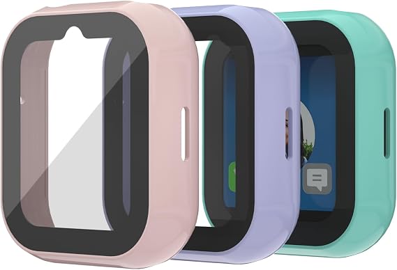 Compatible with SyncUP Kids Watch 2 Screen Protector, 3 Pack Bumper Case with Scratch-Resistant Tempered Glass (Not for SyncUP Watch 1)