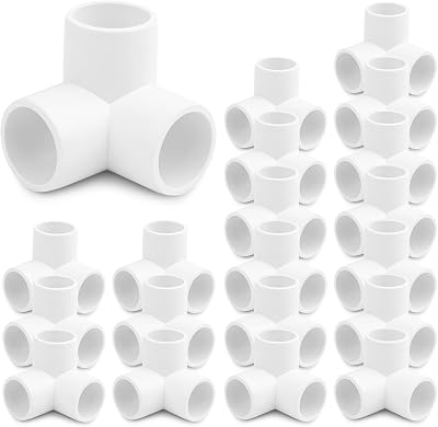 20PCS 3-Way 12 inch PVC Pipe Fitting, Liaeyis Grade SCH40 PVC Elbow Side Outlet Tees,12 Corner Elbow Fitting for Greenhouse Frame Tent Connections