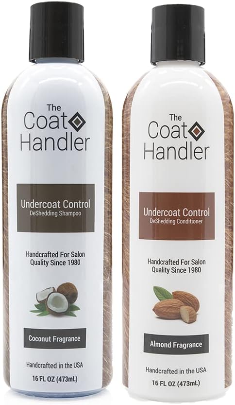 The Coat Handler Undercoat Control deShedding Dog Shampoo and Conditioner Bundle, 16 oz - Combats and Reduces Shedding, Undercoat Removal, Omega 3 & 6 Rich, Vitamin E Strengthens the Hair Follicle