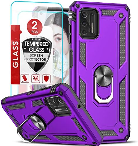LeYi for Moto G Stylus Phone Case 2021, Moto G Stylus Case with 2 Tempered Glass Screen Protector, Military Grade Phone Case with Kickstand for Motorola Moto G Stylus 2021 [Not Fit 5G/2020], Purple