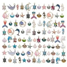 WOCRAFT 100pcs Assorted Enamel Marine Life Sea Ocean Bracelet Charms for Jewelry Making DIY Necklace Bracelet Keychain Crafting Charms Kit Crafts (SN1007)