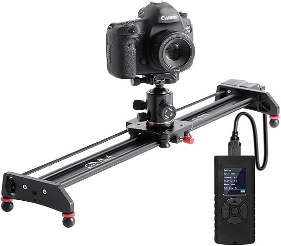 GVM Camera Slider, 27 Aluminum Alloy Motorized Slider with Time-Lapse, Video Shooting and Round Trip Shooting, Track Dolly Rail for Most DSLR Cameras for Interview Photography
