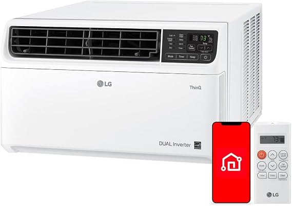 LG 8,500 BTU Window AC, Dual Inverter, WiFi & Remote, Voice Control, White