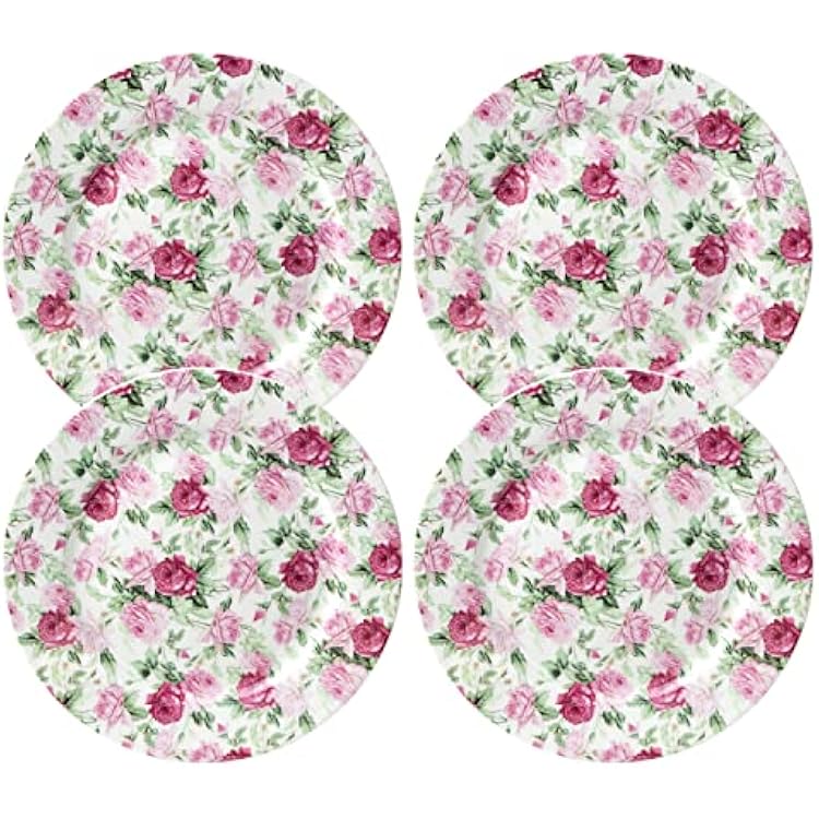 Gracie China Summer Rose Chintz All Over DessertSalad Plates, Set of 4 8-Inch