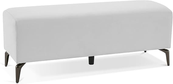 BarberPub Reception Bench, Faux Leather Waiting Room Seating for Salon, Office Lobby & Entryway, Armless Guest Bench with Padded Seat, Easy-Clean, Non-Slip Feet, W704 (Cream White)
