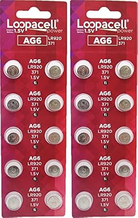 LOOPACELL AG6 LR920 371 370 D371 D370 LR920 LR921 LR69 Alkaline Button Cell Battery X 20