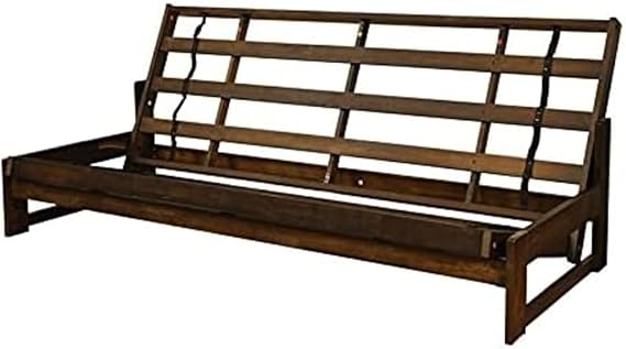 HomeStock Full Size Futon Frame Set - Convertible Sofa Bed - Hardwood Mocha Finish Frame Only