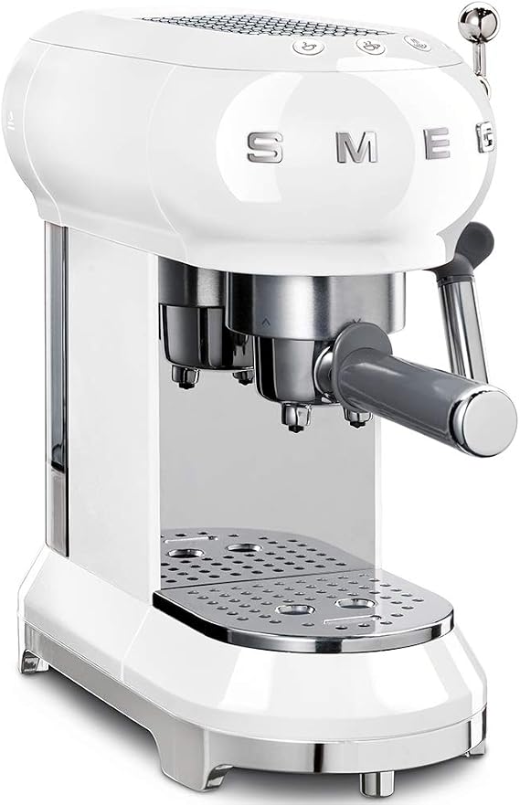 Smeg White Stainless Steel 50's Retro Espresso Machine,1 liters