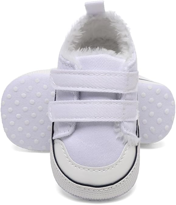 Sekantrol Unisex Baby Girls Boys Shoes Infant Soft Sole Canvas Newborn First Walkers High Top Anti-Slip Sneakers