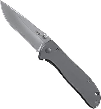 CRKT Drifter EDC Folding Pocket Knife Everyday Carry, Gray Ti Nitride Blade, Thumb Stud Opening, Stainless Steel Handle, Pocket Clip 6450S